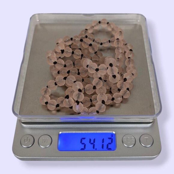 V. Frosted Pink Glass Beaded Infinity Necklace - Picture 4 of 4